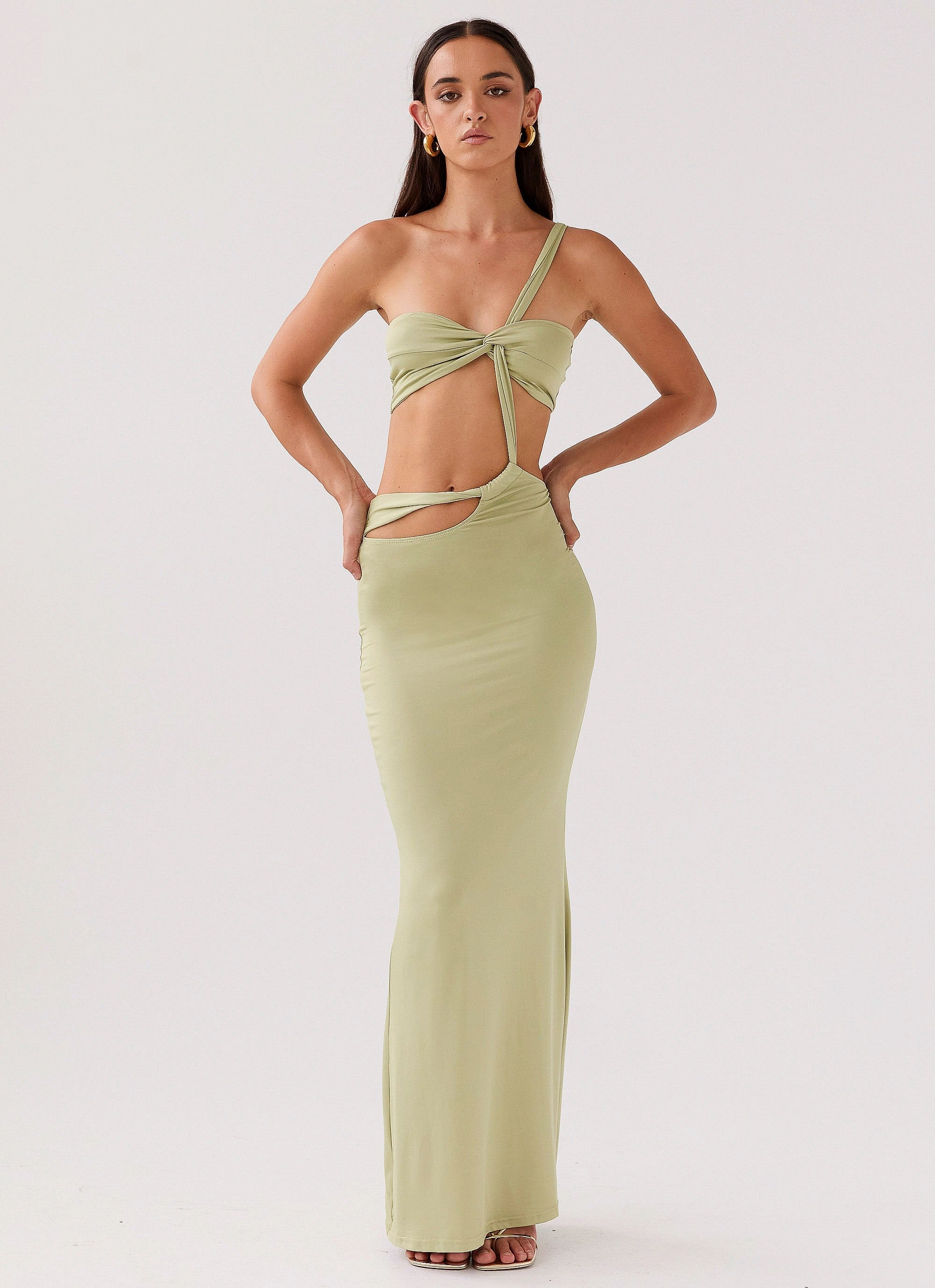 Relaxed Waist Sycamore Twist Maxi Dress - Fern