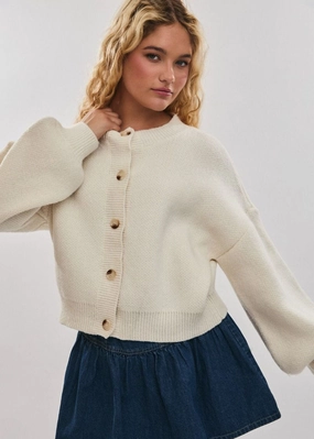 Ultra Soft Merino Blend All-day Comfort Shelby Cardigan - White