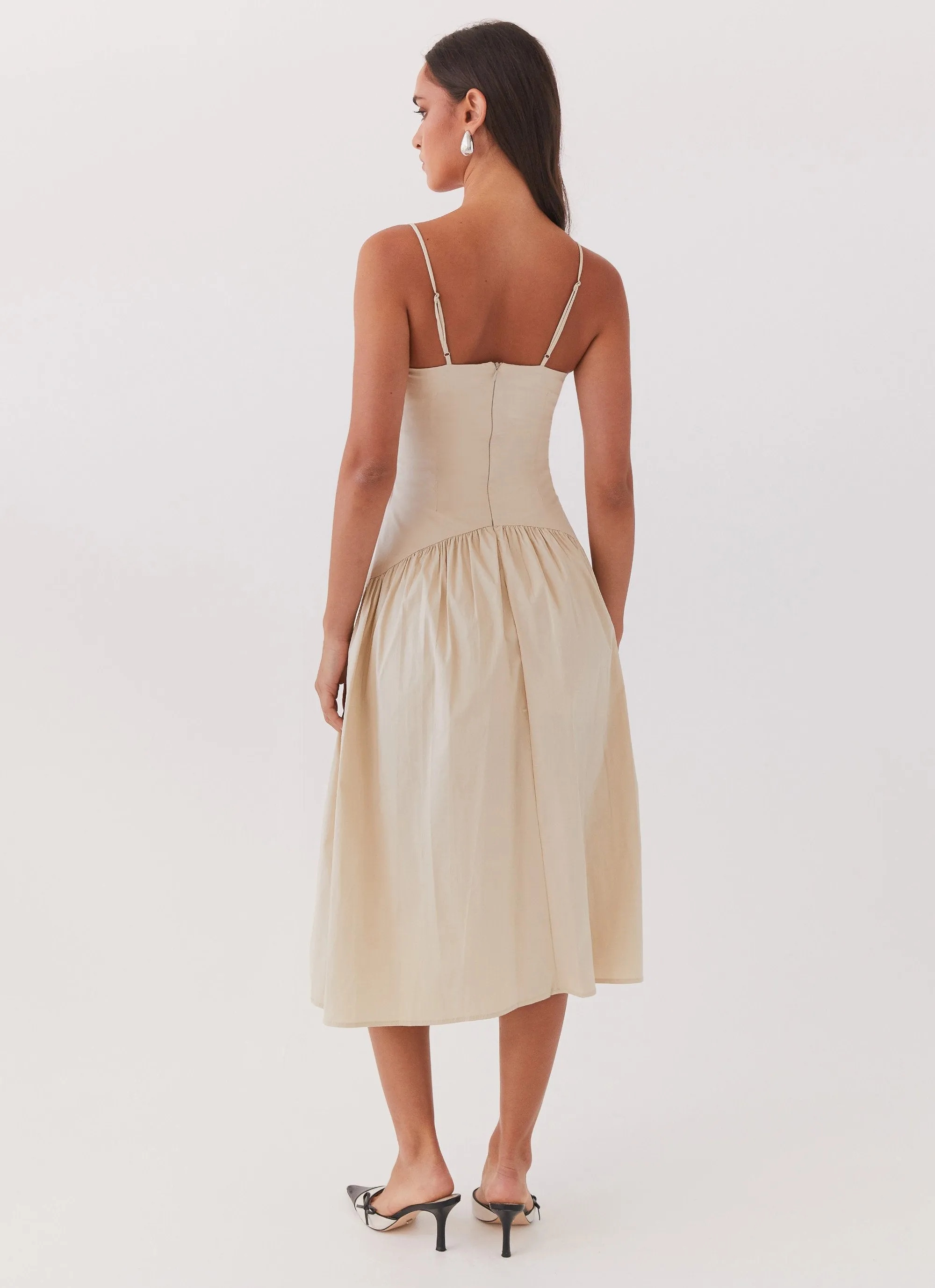 Simple Form Gloss Accent Yvette Corset Midi Dress - Desert Sage