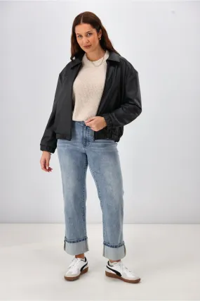 Shine On Label Aidia Pleather Jacket Black Quick Release Buckles Stain Proof