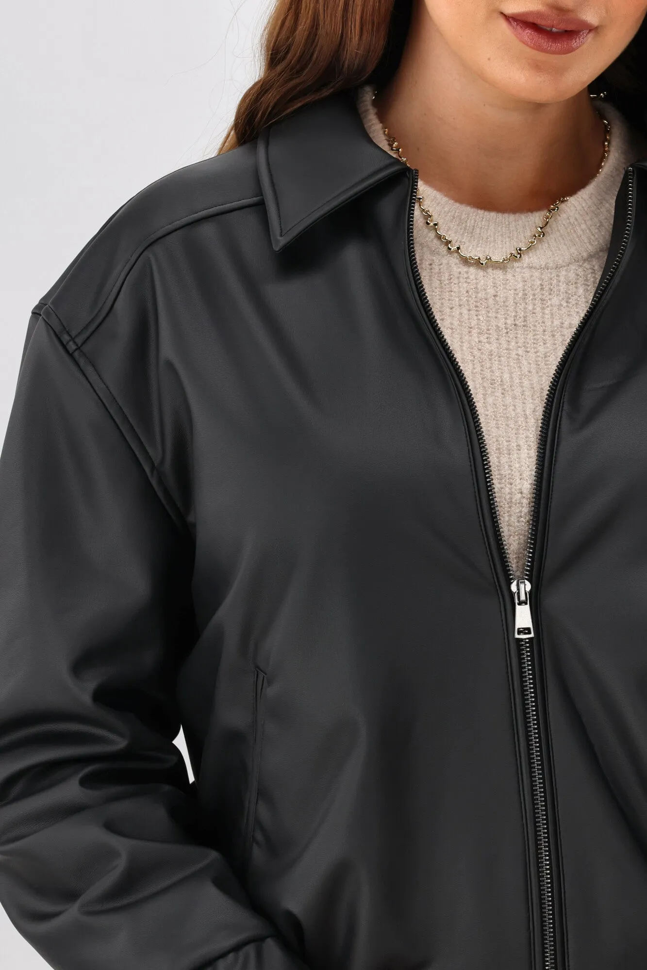 Shine On Label Aidia Pleather Jacket Black Moisture Wicking Lining Multi Purpose Loops