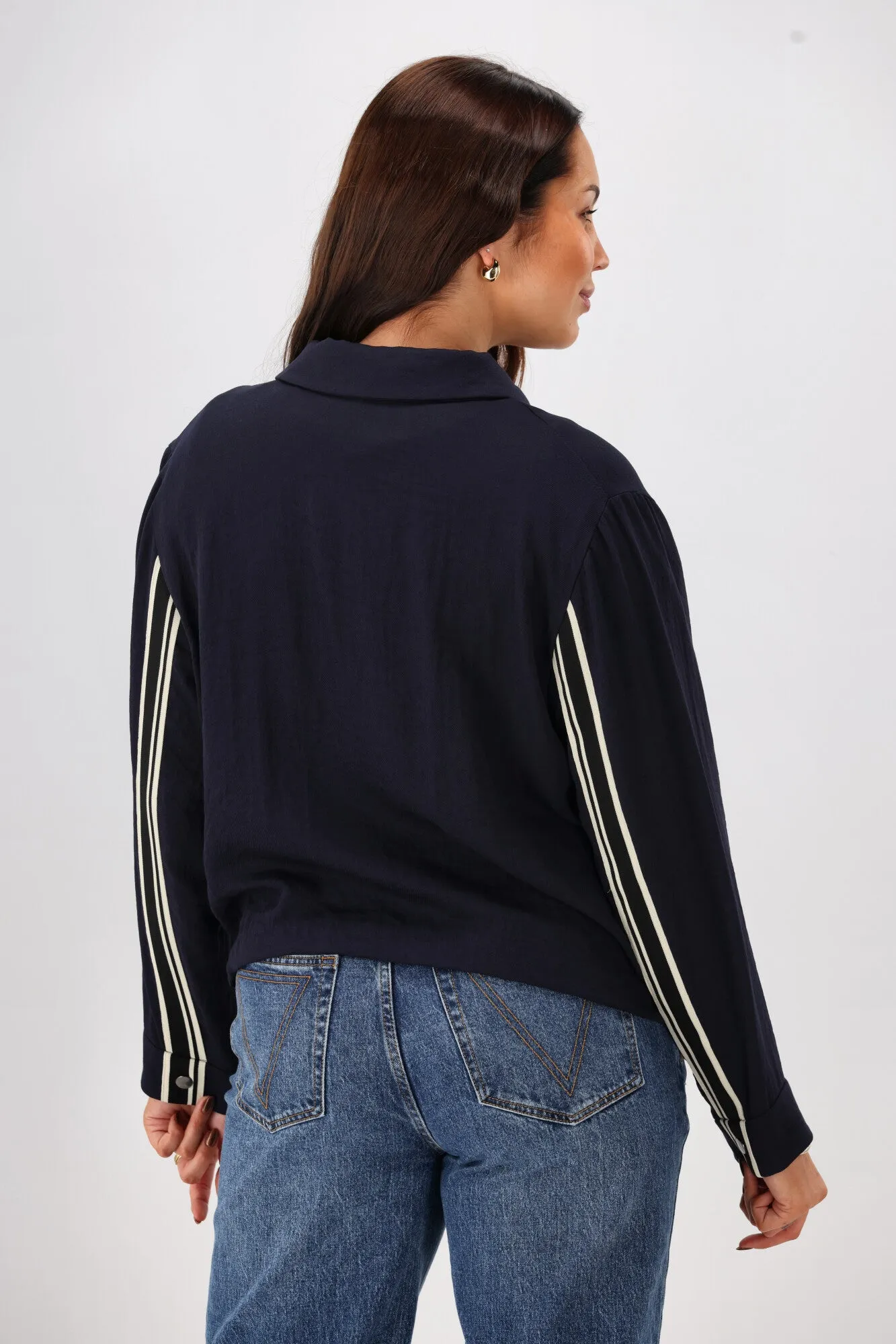 Quick Release Buckle NonBulkyLayering Shine On Label Lulu Zip Collared Jacket Midnight