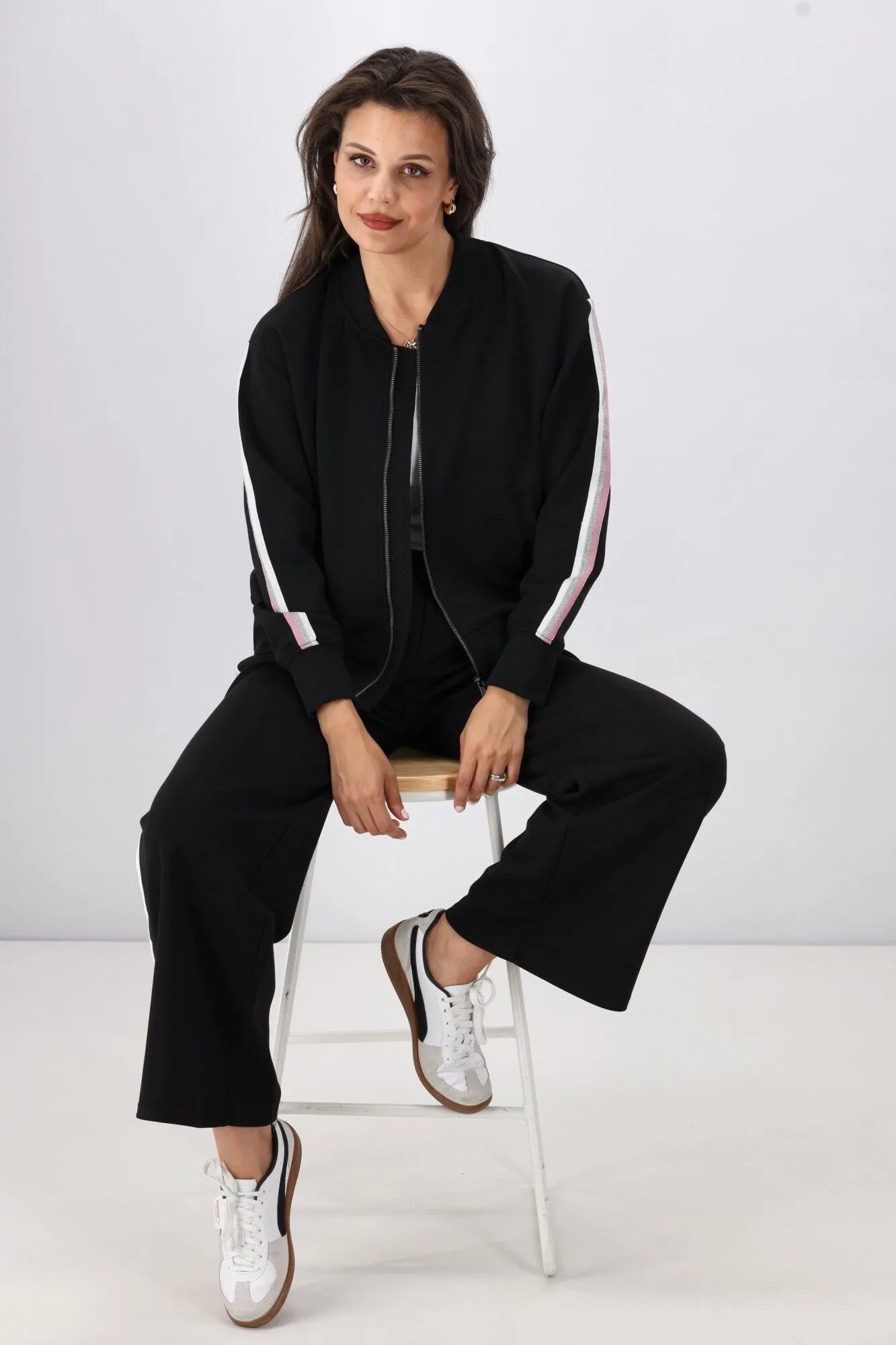 UV Protective Coating Shine On Label Maddie Bomber Jacket Black