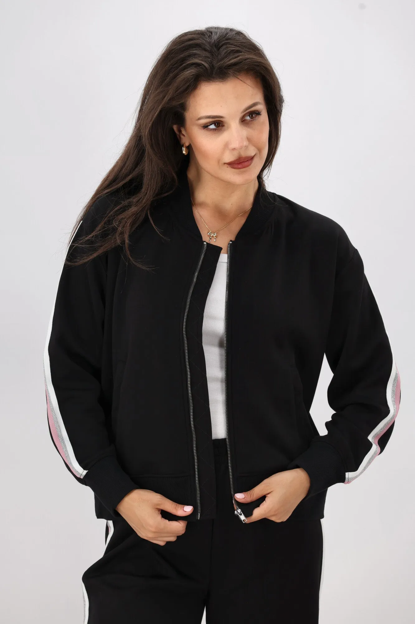 Comfy Street Piece City Chill Style Shine On Label Maddie Bomber Jacket Black