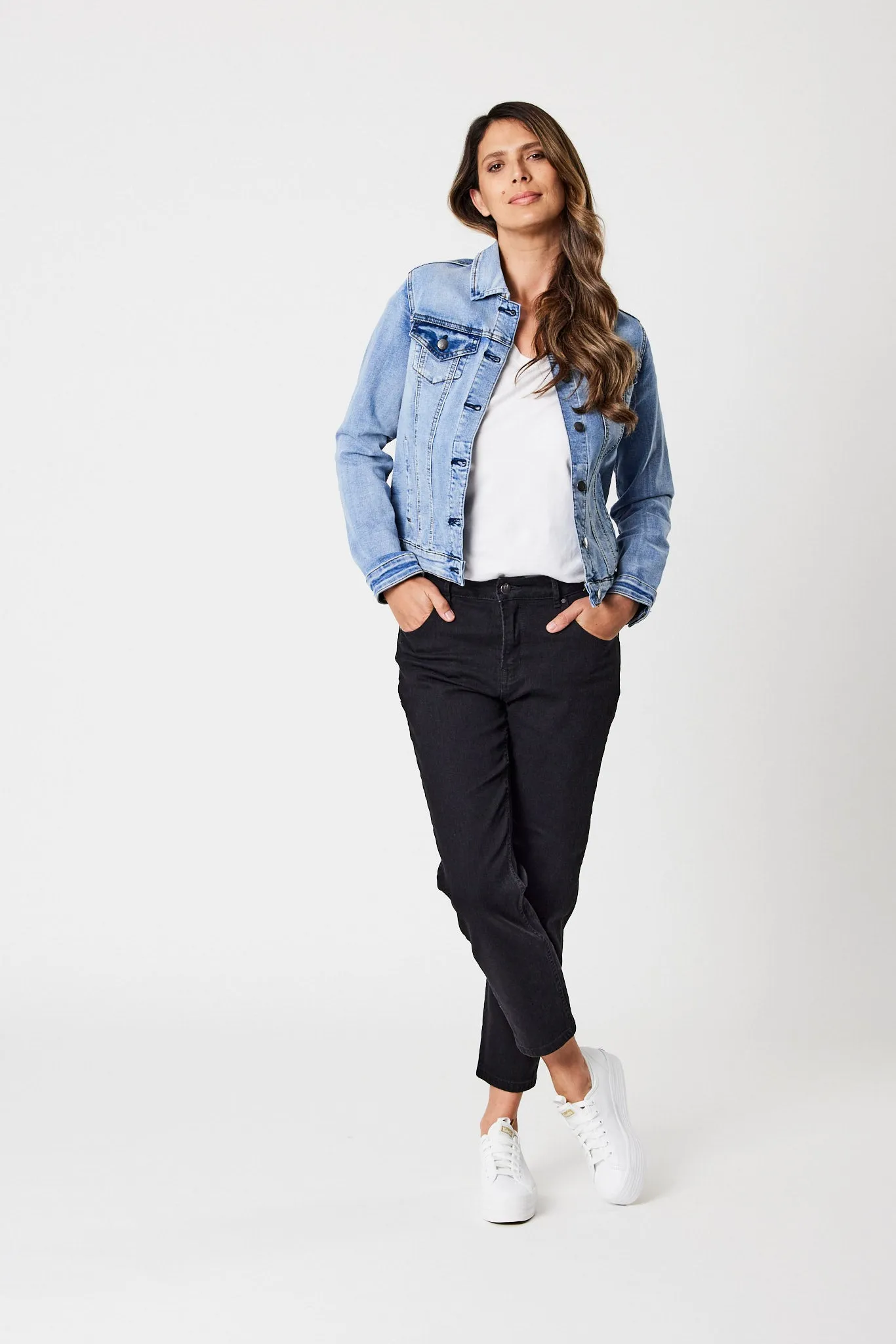 Eco Friendly Production Shine On Label Quinn Stretch Denim Jacket Blue