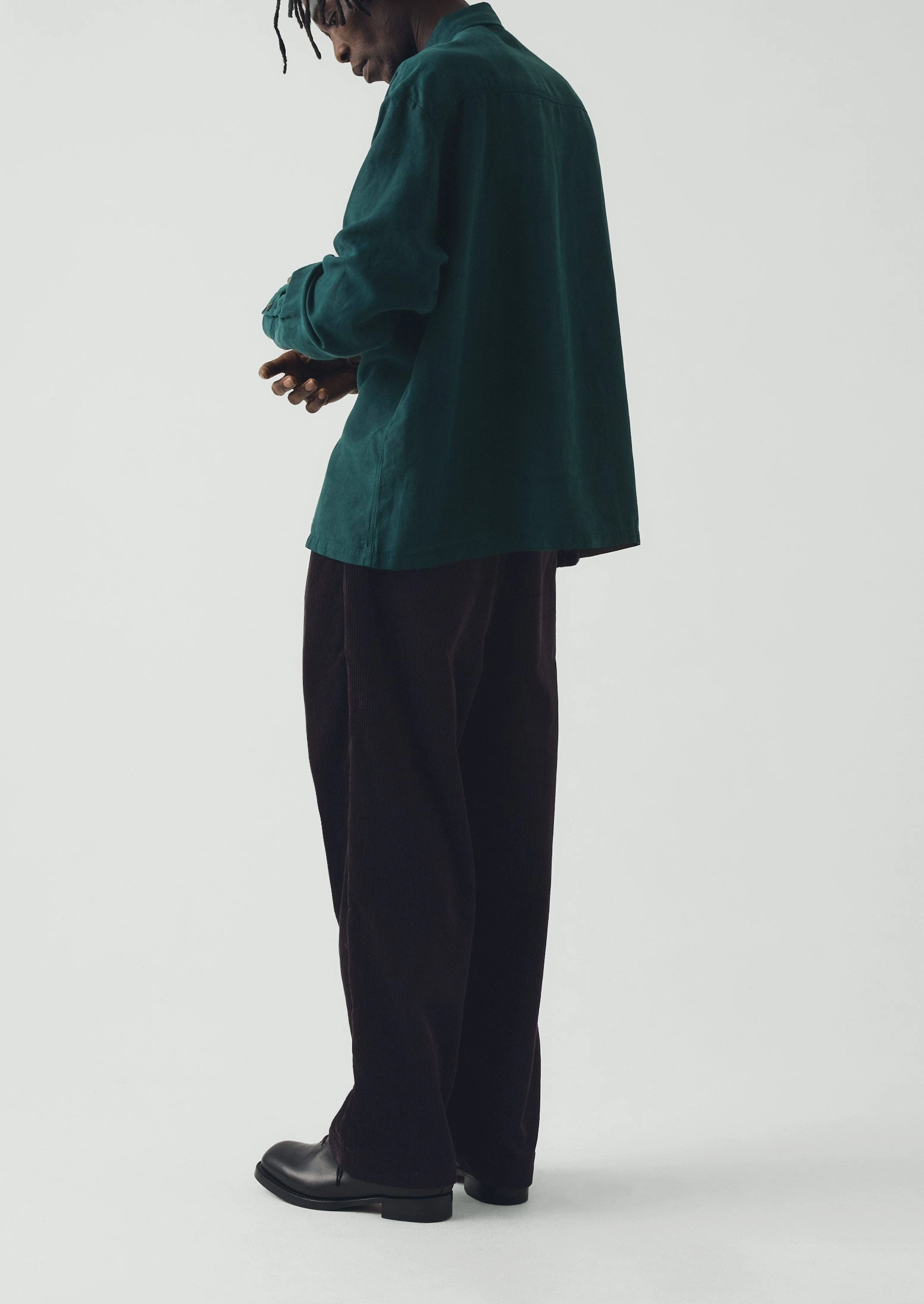 Formal Elegance Designer Touch Lyocell Linen Herringbone Shirt | Peacock Blue