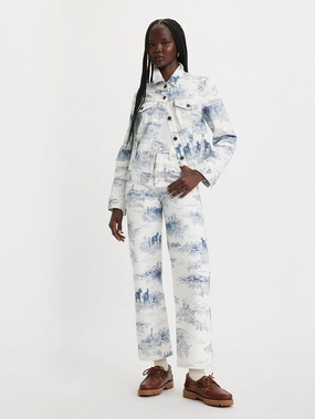 Customizable Fit Women's White Ribcage Straight Ankle Fit Mid Rise Jeans