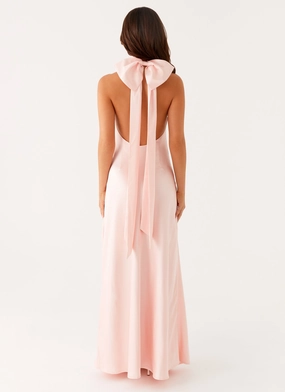 Siani Backless Maxi Dress - Pink Sleek Feel Coastal Soft