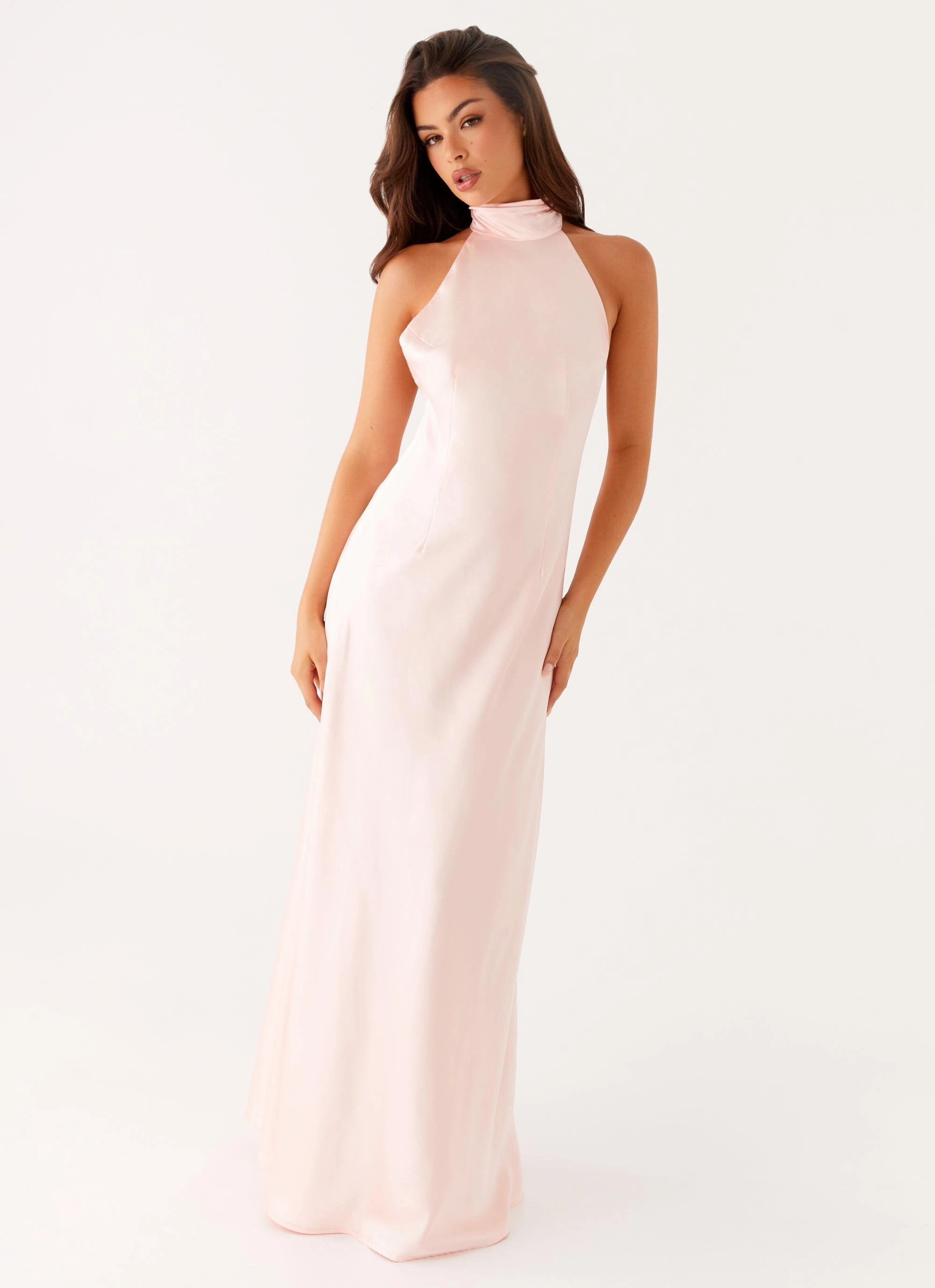 Siani Backless Maxi Dress - Pink Minimalist Design