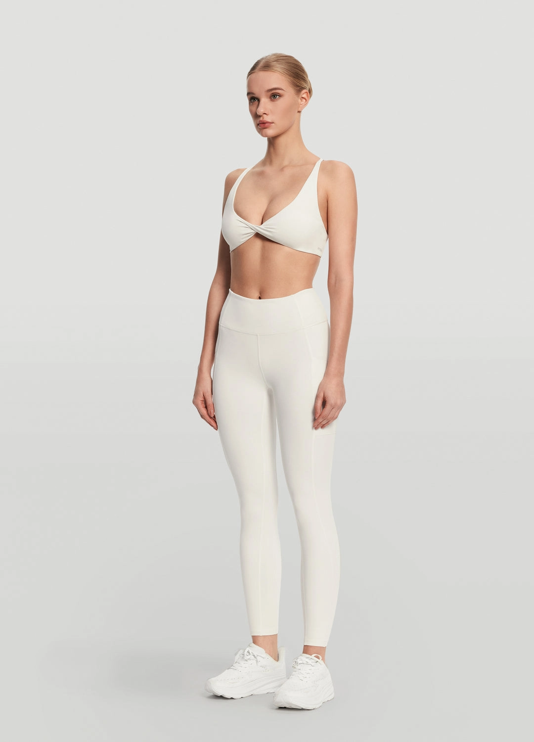 Side Pocket Leggings Compression Fit Winter Sports Rib Knit