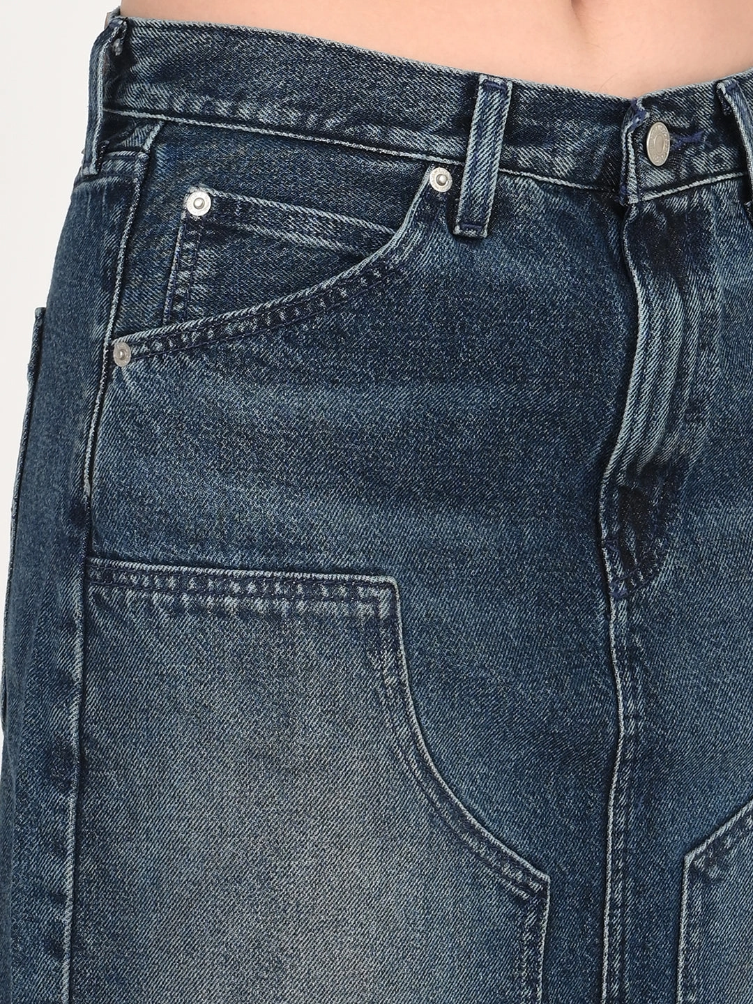 Outfit Diary Seasonal Must Have Women's Mid Rise Blue Regular Fit Skirt