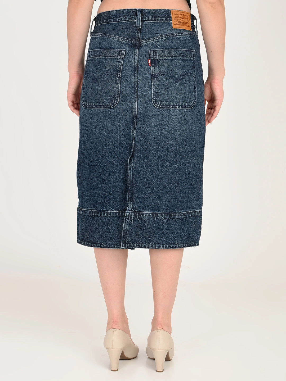 Erasable Crease Gentle Comfort Women's Mid Rise Blue Regular Fit Skirt