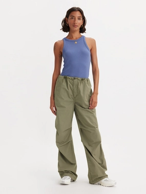 Functional Stretch Women's Mid Rise Green?Loose Fit Trousers