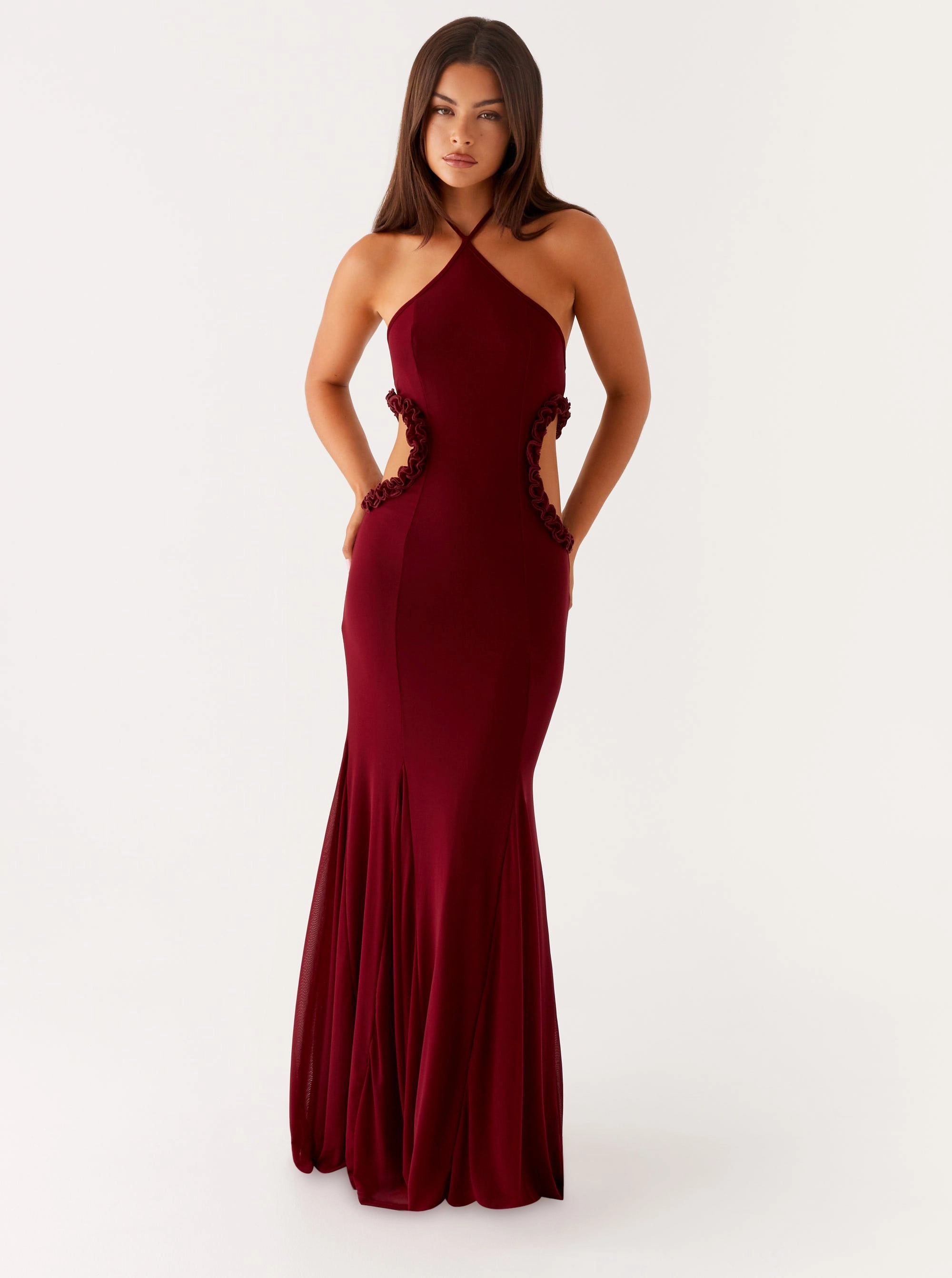 Kimono-Sleeve Jemima Maxi Dress - Raspberry Wine