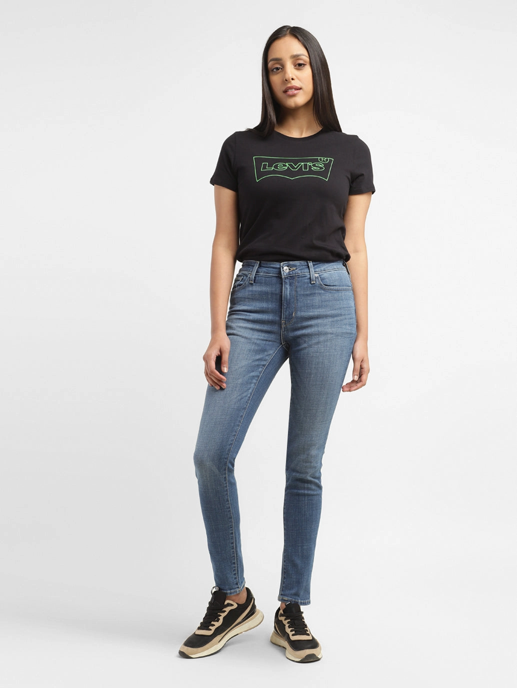 Women's 711 Blue Skinny Fit Mid Rise Jeans abrasion resistant coating Textured Smart Casual Road Trip