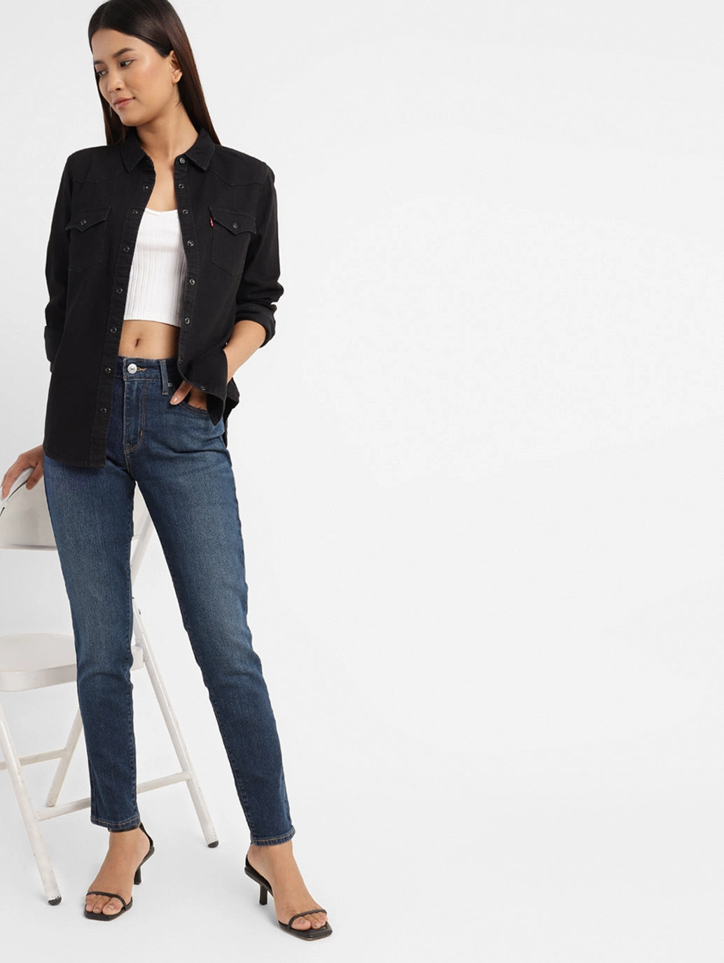 Women's 711 Blue Skinny Fit Mid Rise Jeans Basic Necessity