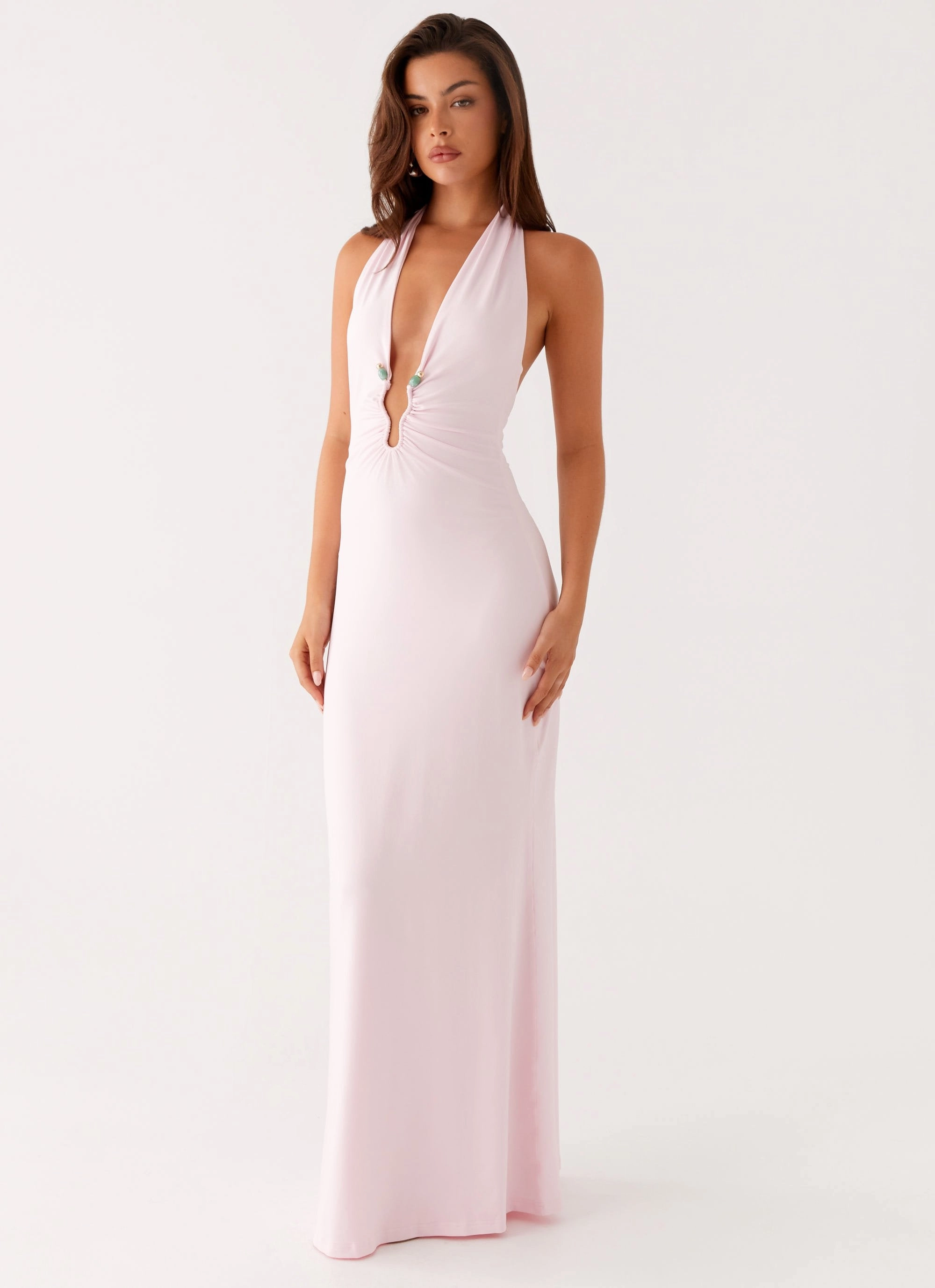 Nicola Maxi Dress - Pink Trendy wrap gown