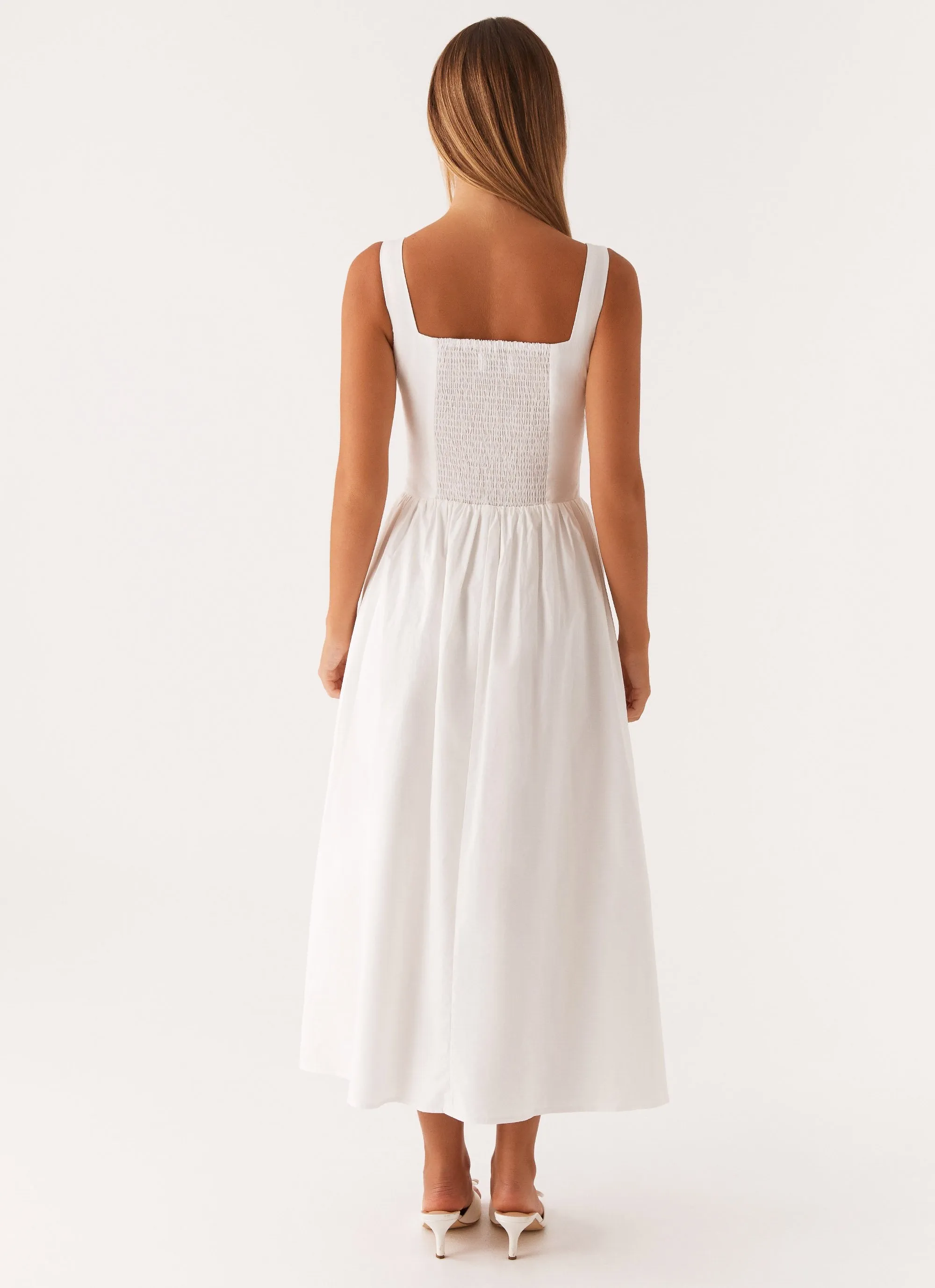 Empire Waist Waiting On You Midi Dress - White