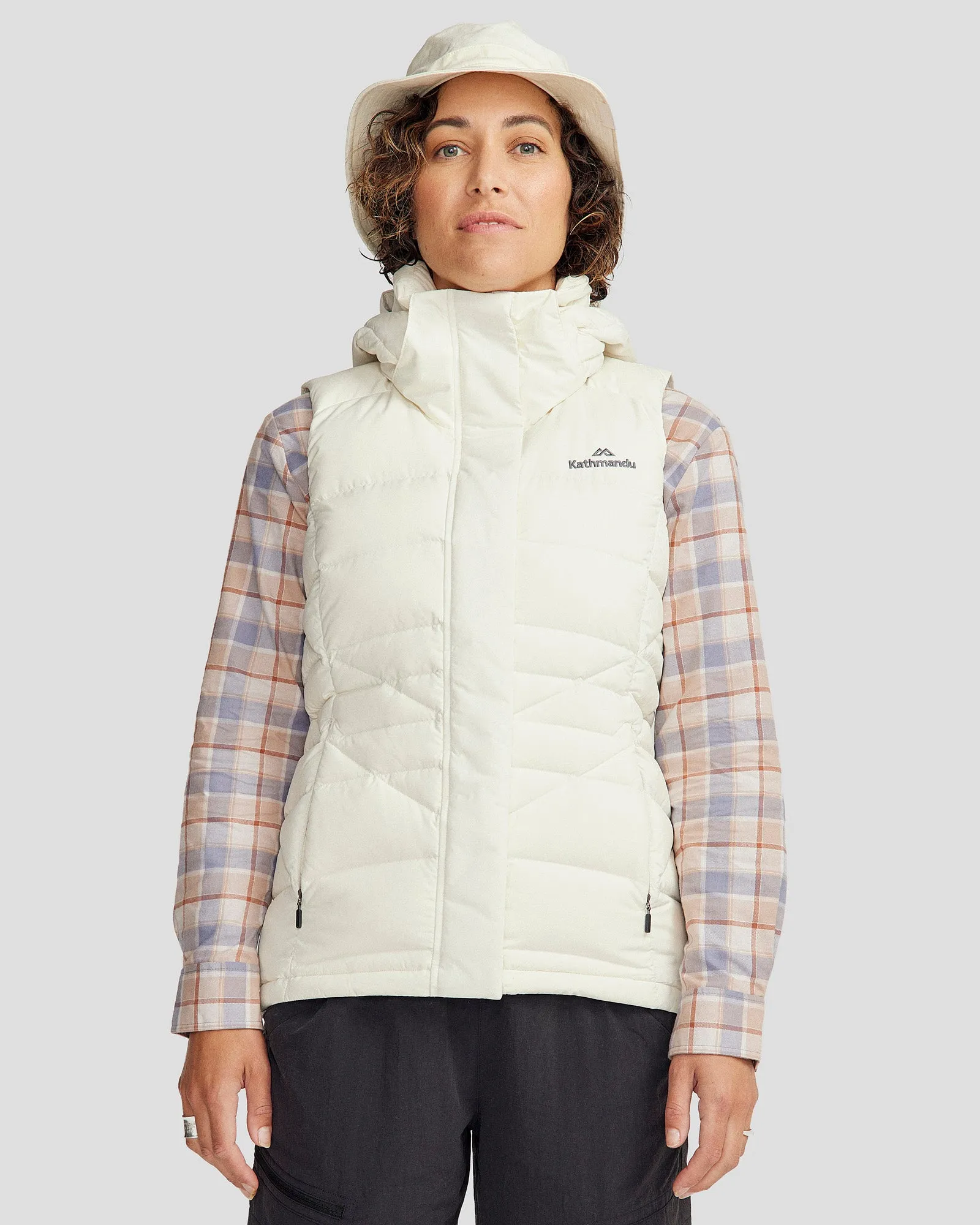 Abrasion Resistant Panels Women's Winterburn Hooded Down Vest - Natural