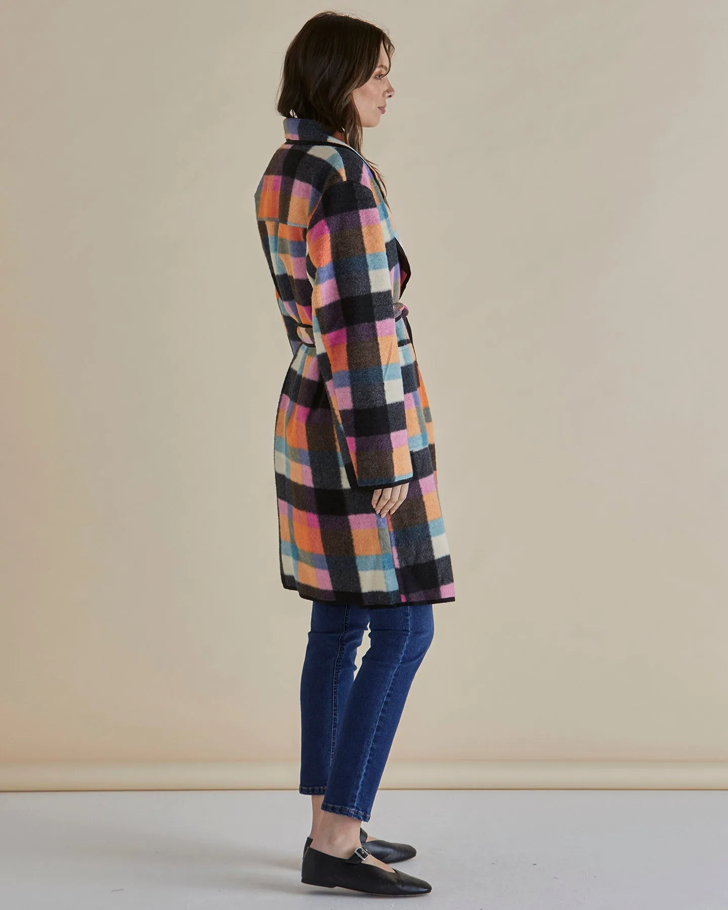 Betty Basics Ellie Coat Rainbow Check Autumn Wear