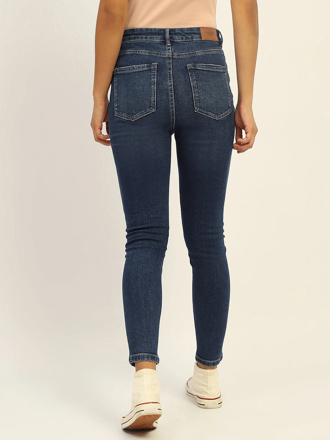 Casual Look Madame Skinny Fit Raw Hem Cotton Dark Blue Denim