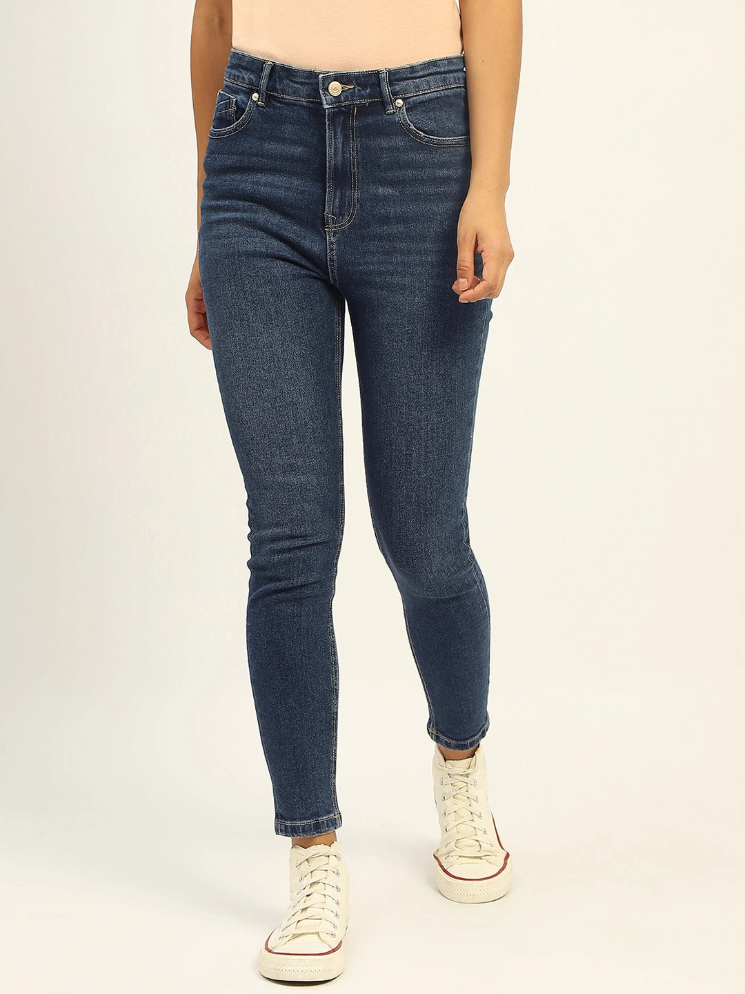 Relaxed Tailoring Madame Skinny Fit Raw Hem Cotton Dark Blue Denim