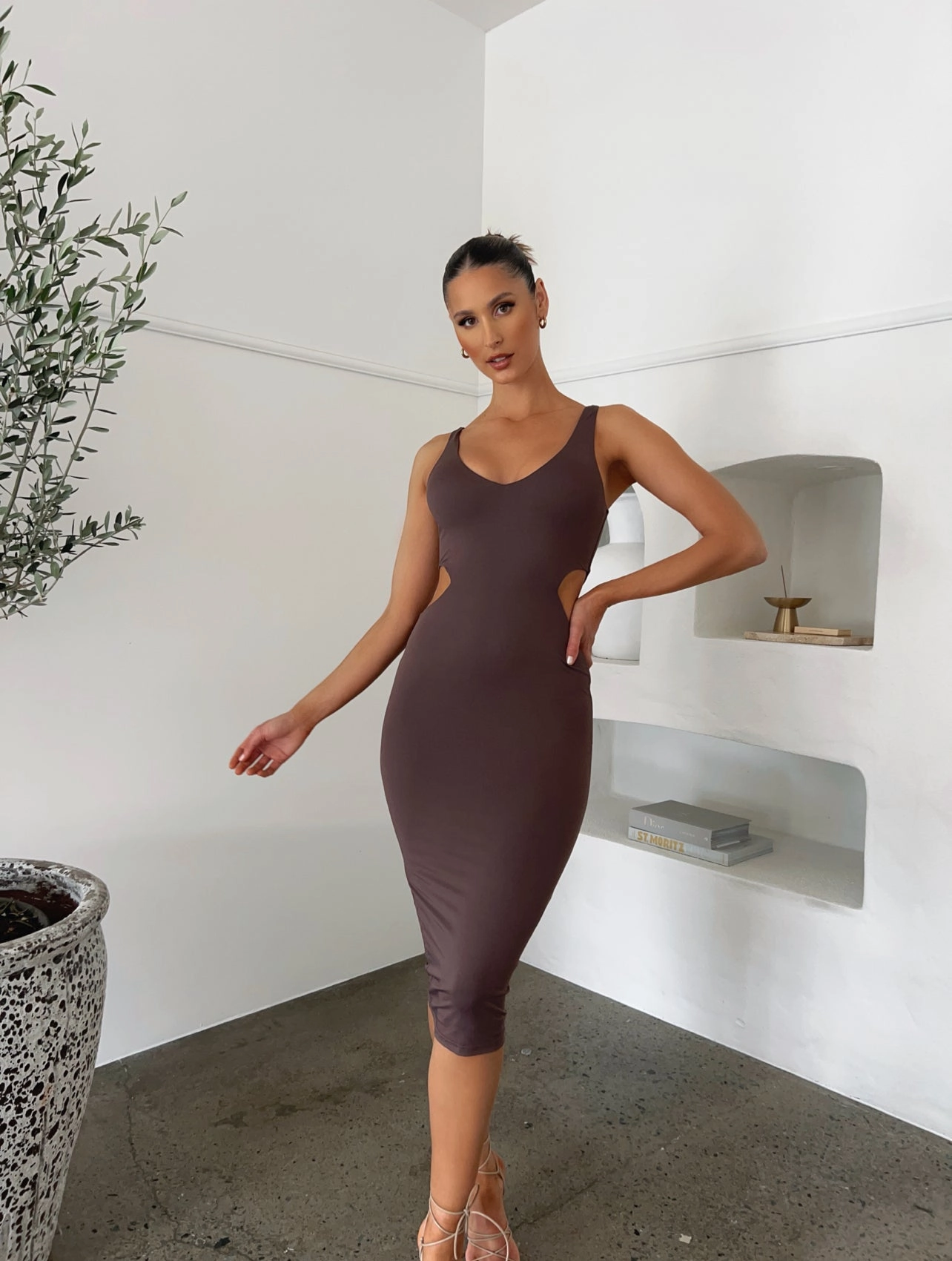POPPY MIDI DRESS MOCHA - OUTCAST EXCLUSIVES Stylish Wear