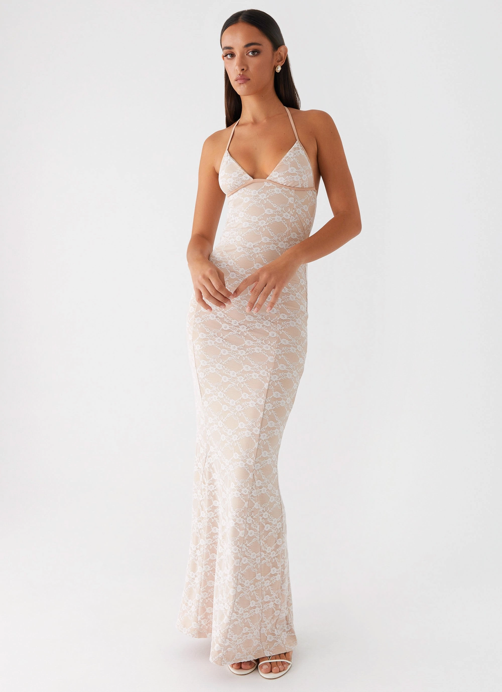 Jolina Lace Maxi Dress - White Cloud Light Subtle tone