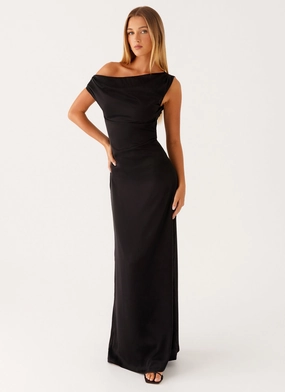 Heart Of Glass Satin Maxi Dress - Black Fashionable appearance