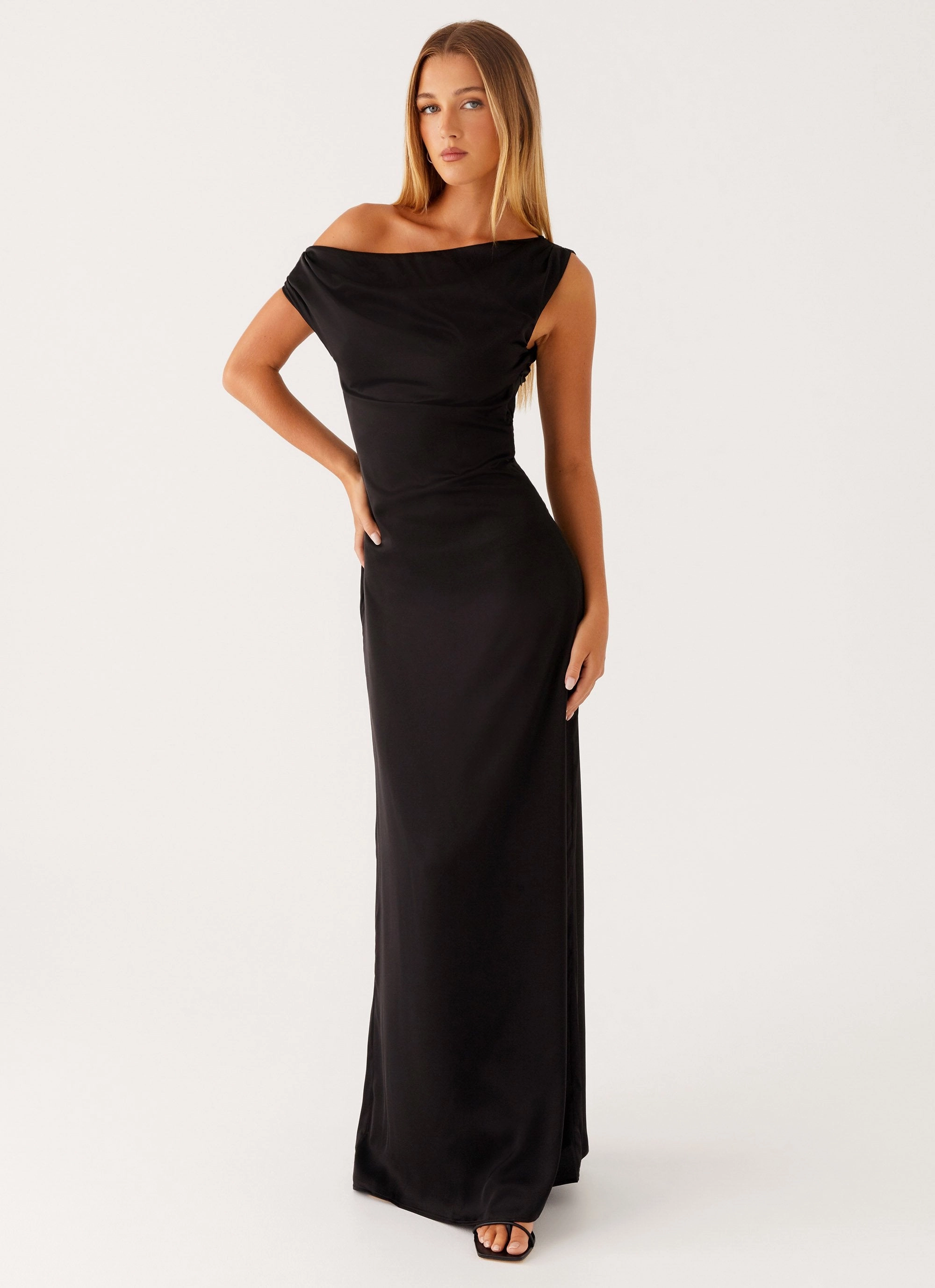 Heart Of Glass Satin Maxi Dress - Black Fashionable appearance