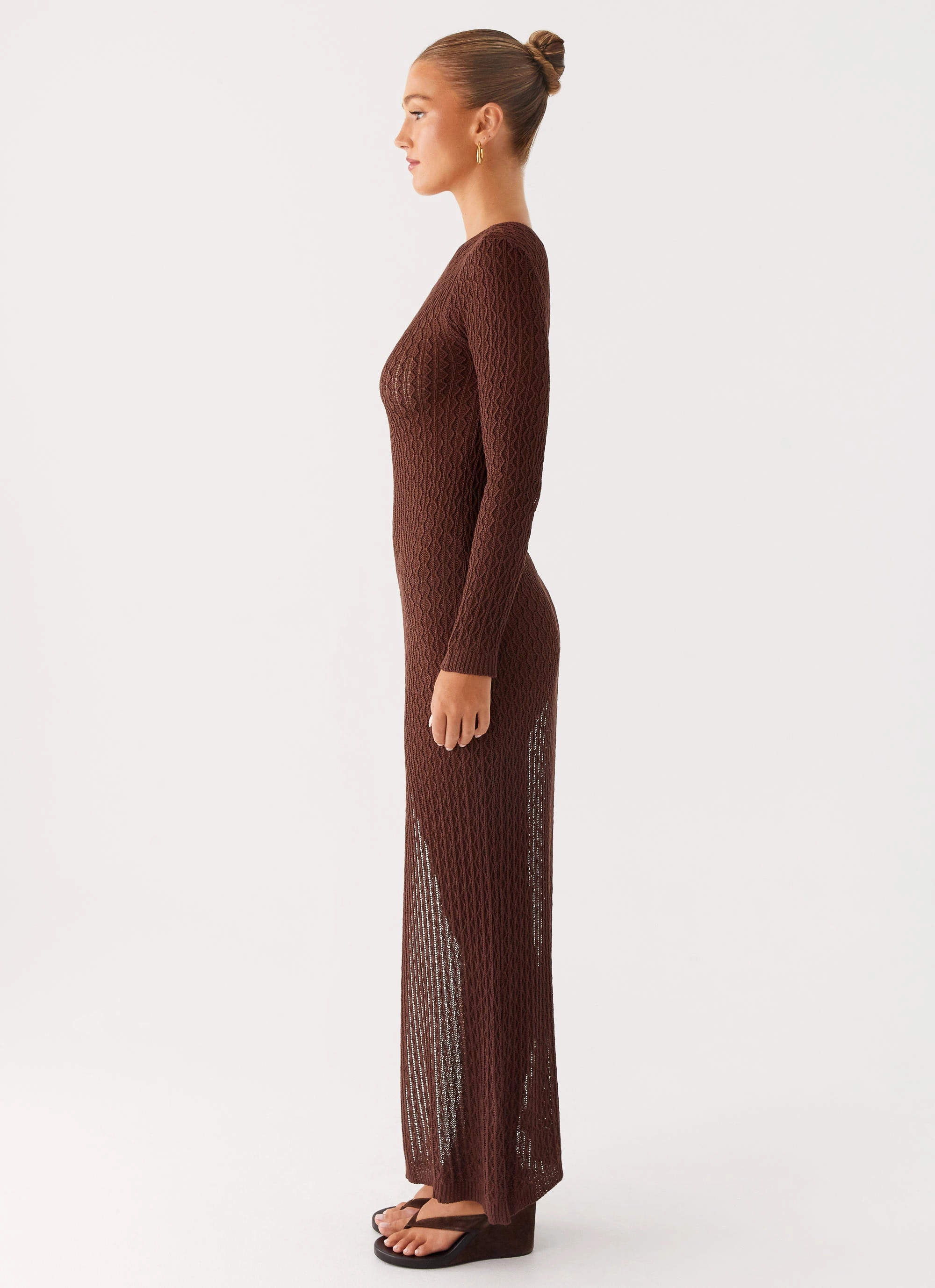 Kerri Knit Maxi Dress - Dark Chocolate Polite Vibe