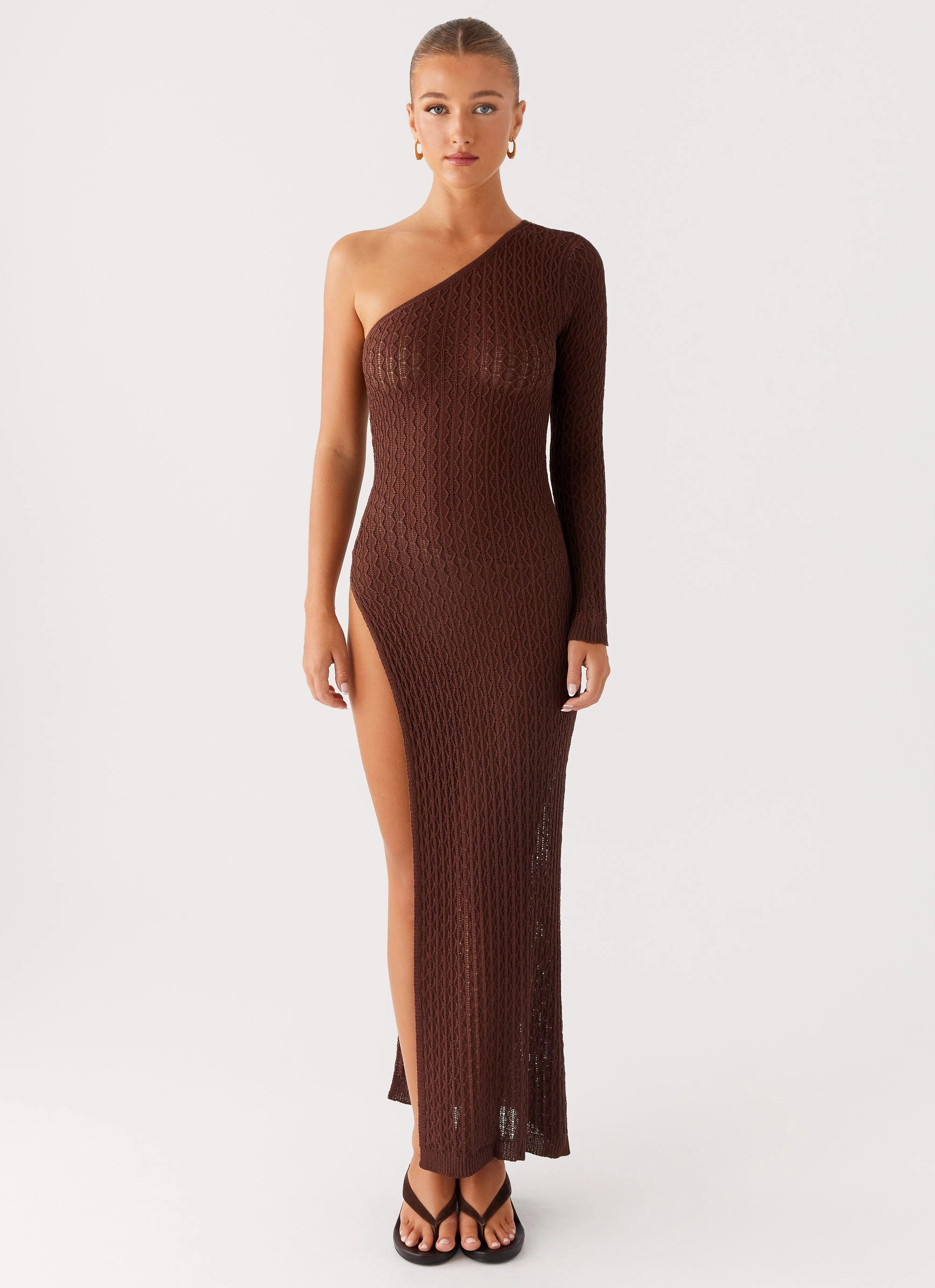Office Tone Kerri Knit Maxi Dress - Dark Chocolate