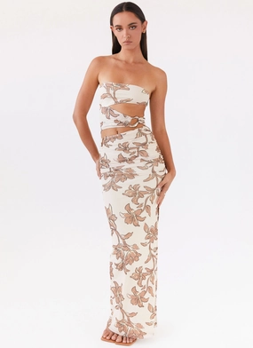 High Neck Lightweight-Comfort Into Pieces Mesh Maxi Dress - Hazel Bloom