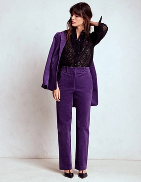 Adjustable Belt Loops Canonbury Cord Trousers-Mystical Purple