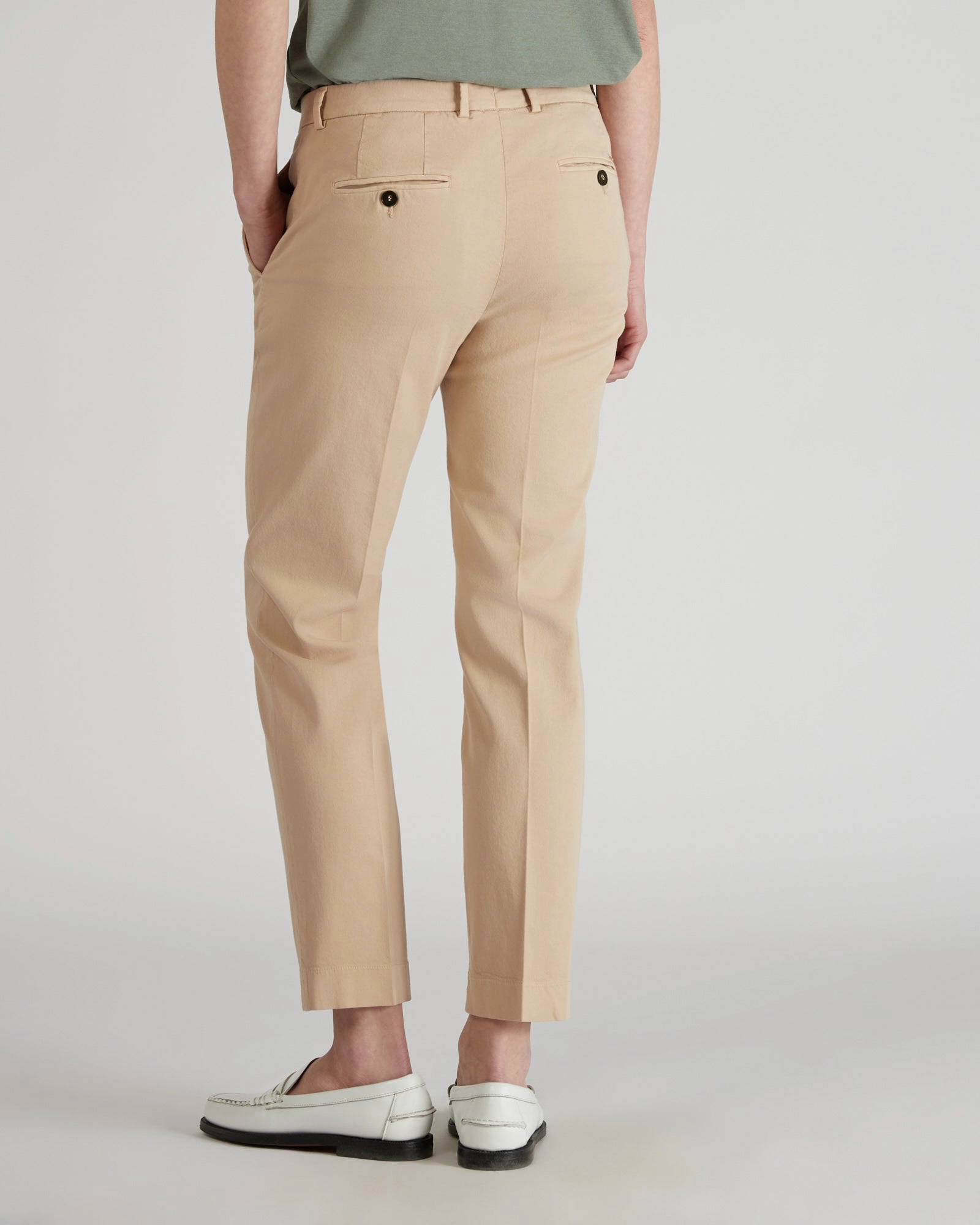 Slim fit trousers in certified cotton gabardine and lyocell Softened Hem