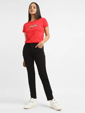 Women's 712 Blue Straight Fit Mid Rise Jeans Formal Classic Wear Loose Casual Movement