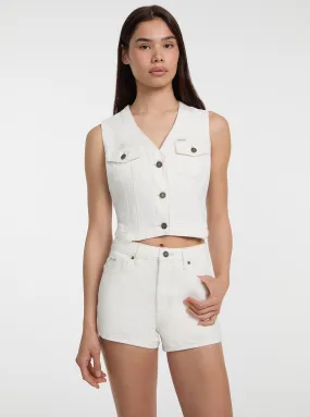 Guess Jeans Eco White Denim Vest Cross Ventilation Panels