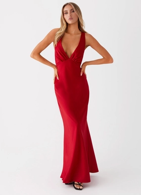 Slyvia Maxi Dress - Red Smart Tones Chic Style Wear