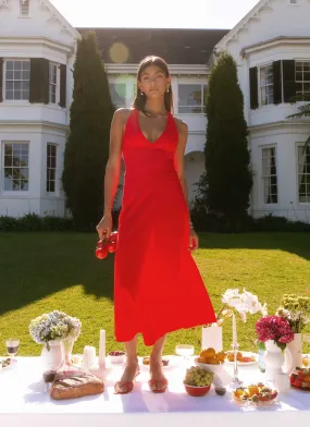 Beadwork Soft Comfort Falling For You Midi Dress - Red