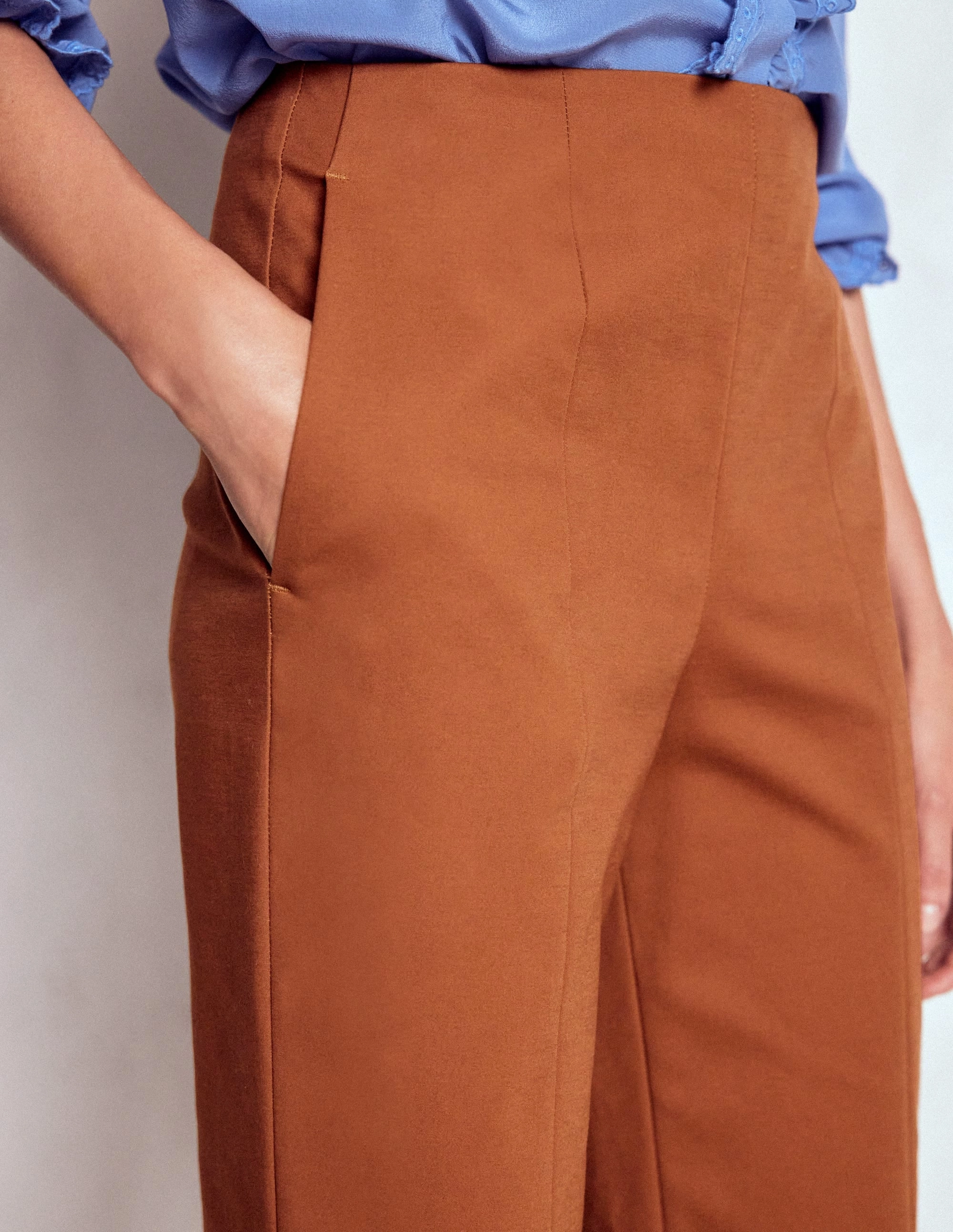 Smart 7/8 Trousers-Russet FunctionalZipper Comfort Cushioning