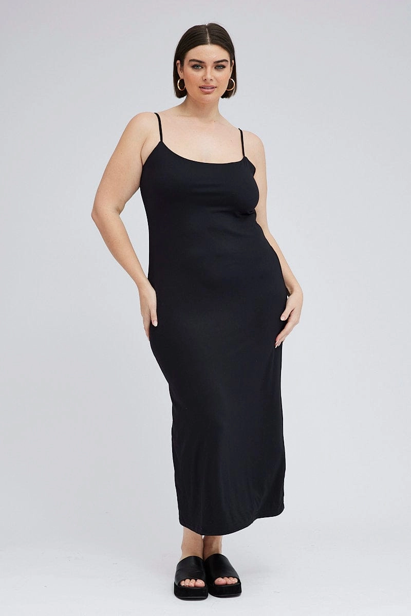 Feminine Line Black Bodycon Supersoft Maxidress