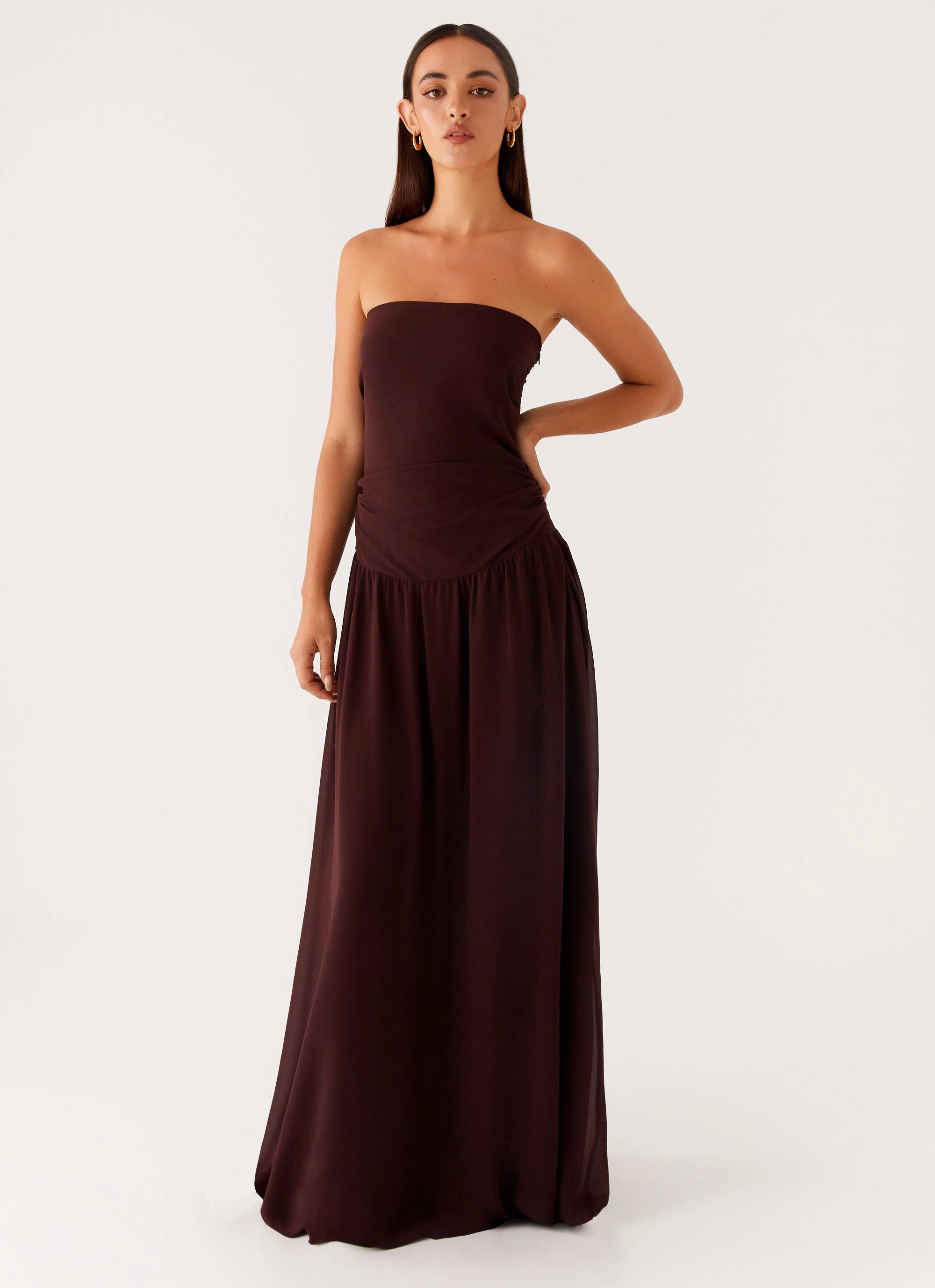 Fit Mood Smile Feel Covia Strapless Maxi Dress - Dark Chocolate