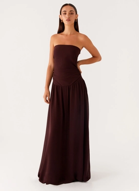 Fit Mood Smile Feel Covia Strapless Maxi Dress - Dark Chocolate