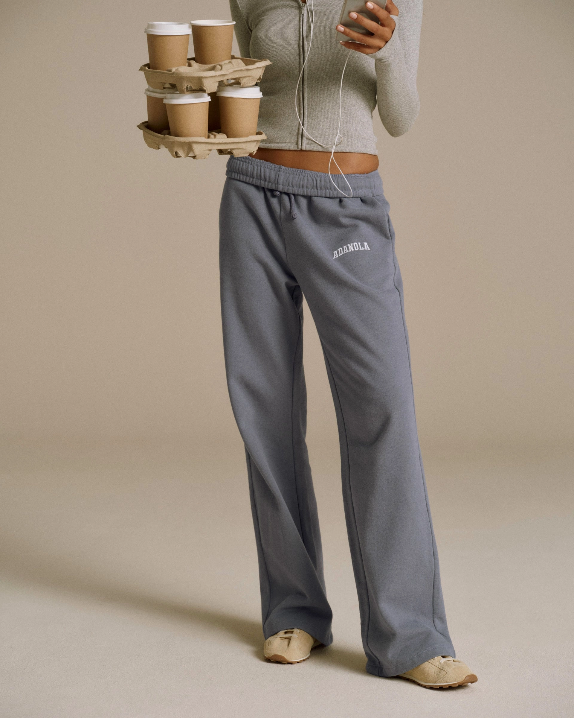 Modern Design Hygienic Inner Layer Varsity Loose Fit Straight Leg Sweatpants - Slate Blue