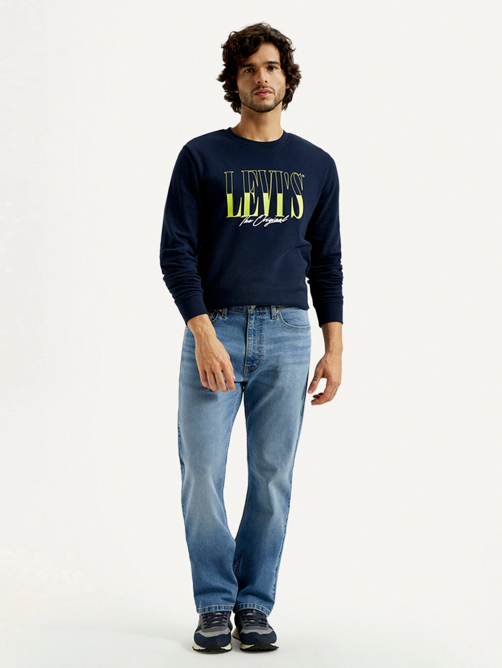 Winter Warmth Outdoor Adventure Anytime Look Men's 555 Med Indigo Loose Fit Mid Rise Jeans