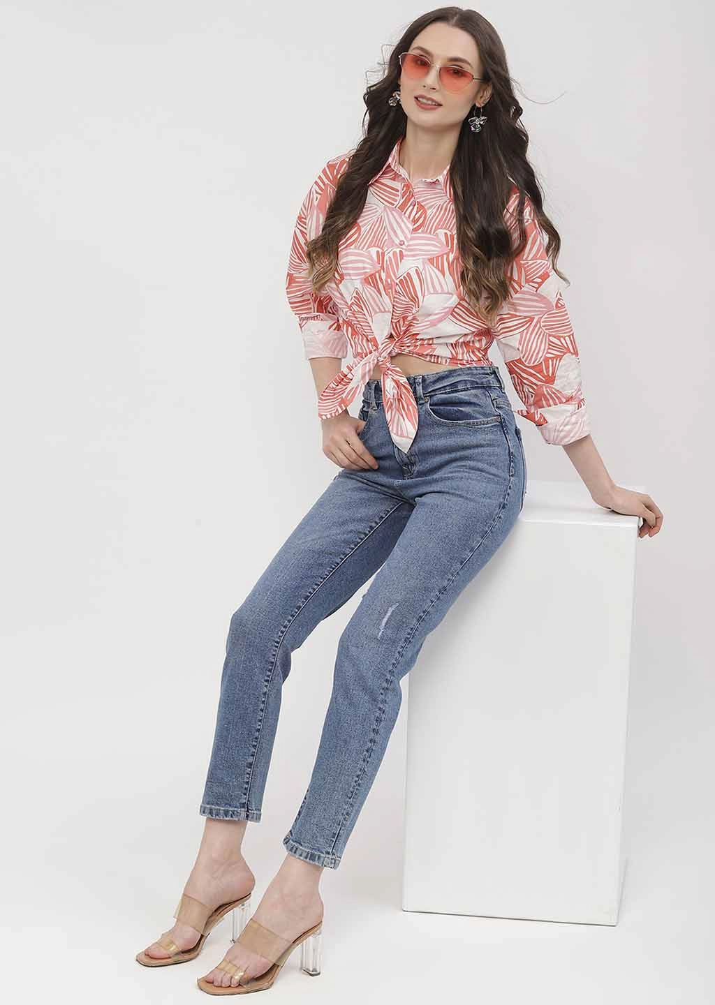 Madame Light Distressed Mid Blue Slim Fit Jeans Garment Dyed Technique