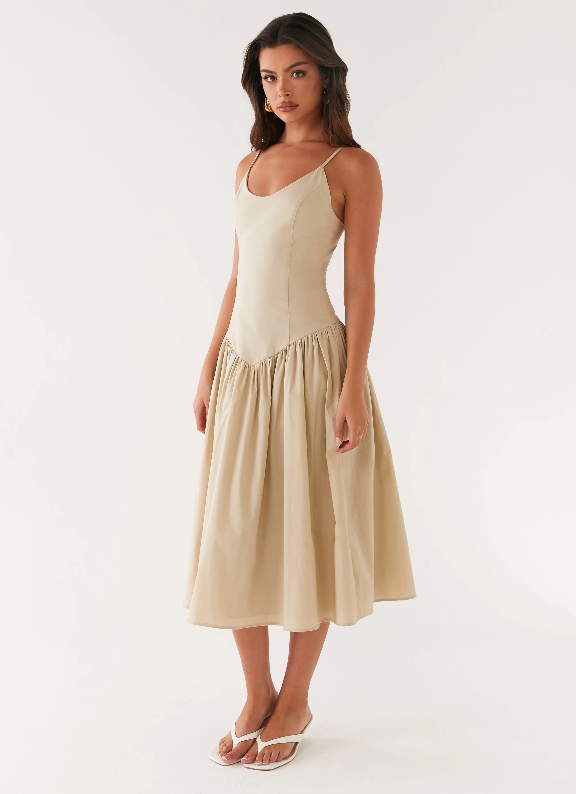 Azalea Midi Dress - Beige Contemporary Layer Skin Glow