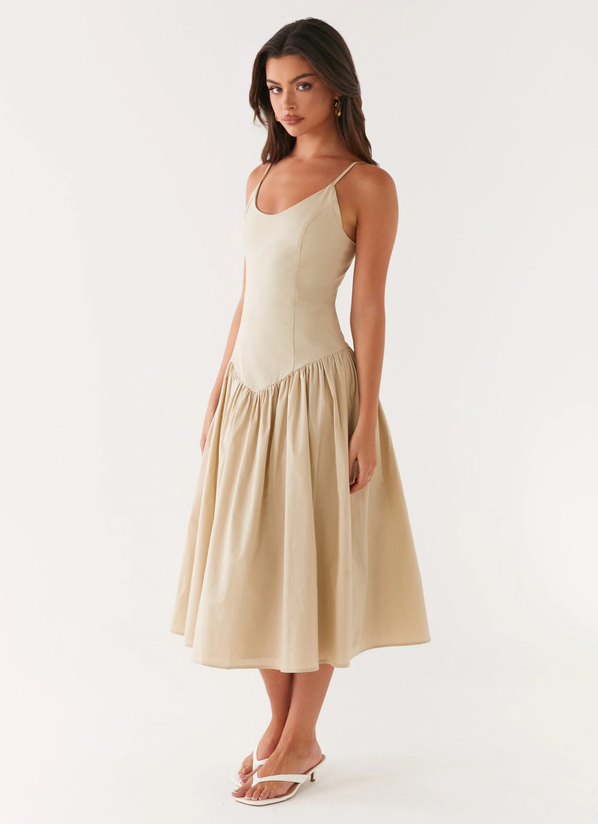 Azalea Midi Dress - Beige Office Friendly
