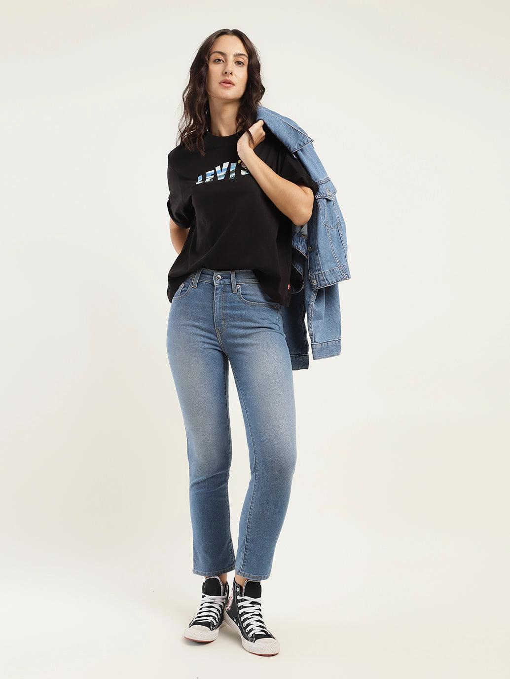 Women's 710 Blue Skinny Fit High Rise Jeans Work Friendly