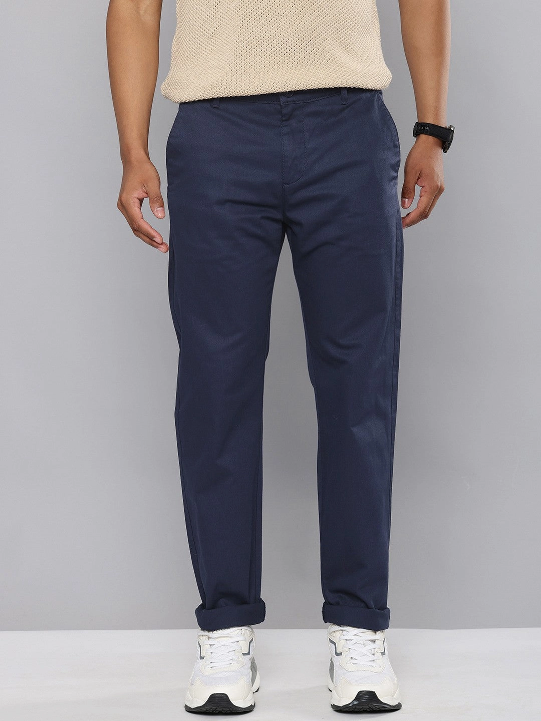 Men's Navy Blue Tapered Chinos Outdoor Use